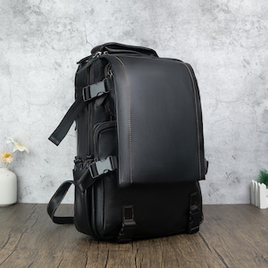 Genuine Leather Backpack: Retro Flap Rucksack, 15-inch Laptop Bag