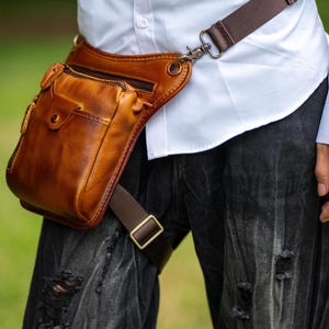 Echtes Leder Reise Motorrad Handytasche Herren Brusttasche Wandern Camping Sport Gebrauchstasche Herren Hip Drop Gürtel Bauchtasche Geschenke für Sie