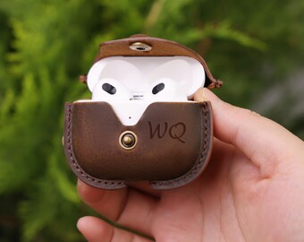 Customized Earphone Case Genuine Leather Headphone Cover Handmade Earbud Holder