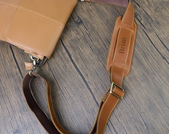Customized Handmade Leather Crossbody Bag Strap - Travel Bag Belt