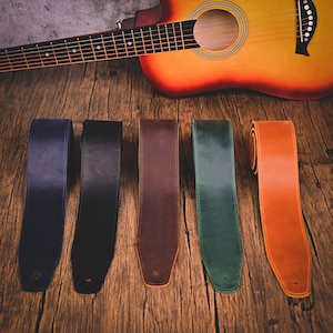 Genuine Leather Adjustable Guitar Strap for Electric/Acoustic Guitar/Bass, 2.5in Width Custom Name LOGO Gift for Him