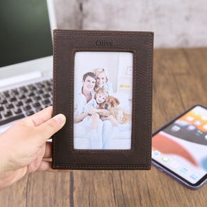 Personalized Leather Picture Frame, Handmade Photo Display