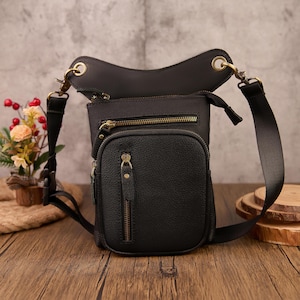 Handmade Cowhide Leather Leg Bag: Retro Motorcycle Thigh Pack