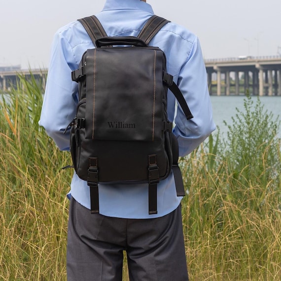 15inch laptop backpack mens Dark Brown Leather 15 inch Leather Backpack for 15 inc iwalletsmen This makes it a unique and awesome gift Personalize Genuine Leather Backpack: Retro