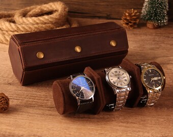 Genuine Leather Watch Case for men | Watch Roll Travel Case | Storage Organizer & Display | Watch accessory | Luxury Velvet interior