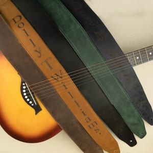 Genuine Leather Guitar Strap: Adjustable, Custom Name/LOGO, 2.5in