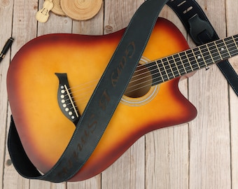 Customized Leather Guitar Strap, Personalized Musician Gift