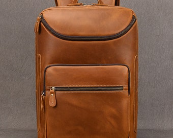 Leather Retro Rucksack Backpack Classic Large Capacity Fashion Backpack For Men Women Leisure Multifunctional Backpack Outdoor Travel Bag