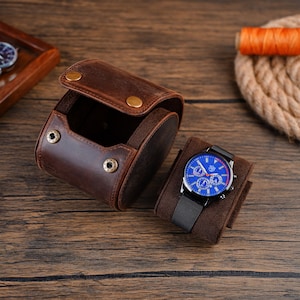 Personalized Leather Watch Roll: Calfskin Travel Watch Case