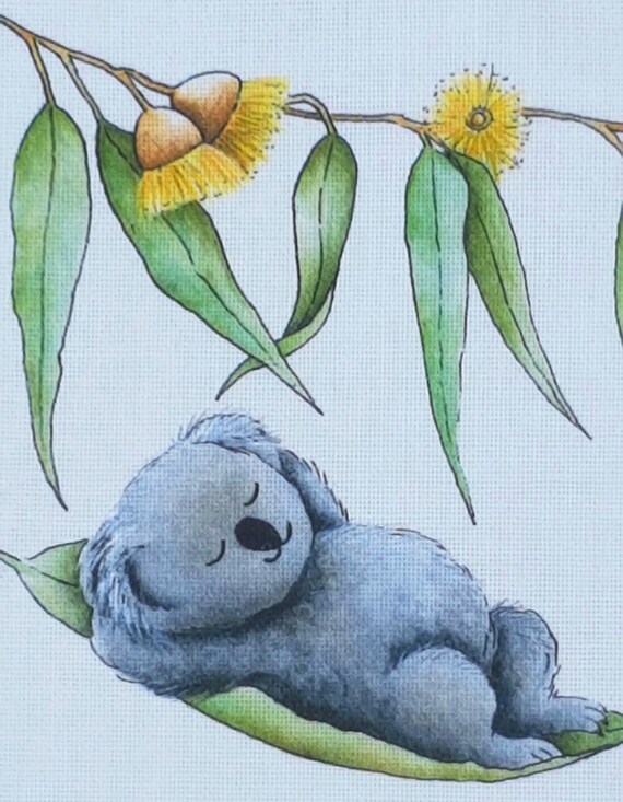 KOALAS X 4 SKETCHED DESIGNS AUSTRALIAN GIFT//SOUVENIR TEA TOWEL
