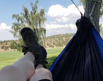 Double wide camping hammock with 360 zippered bug net-2024 WIDE version -black