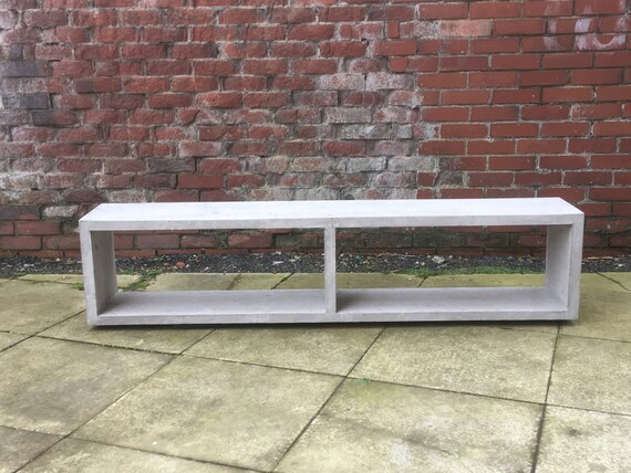 Solid Concrete Storage Bench With Storage Tv Media Unit Bookshelf