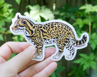 Ocelot Vinyl Sticker - Wildlife Art, Laptop Decal