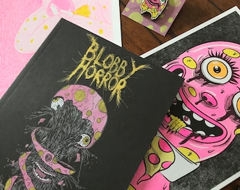 Blobby Horror Bundle Zine Prints and Badge Gift Set