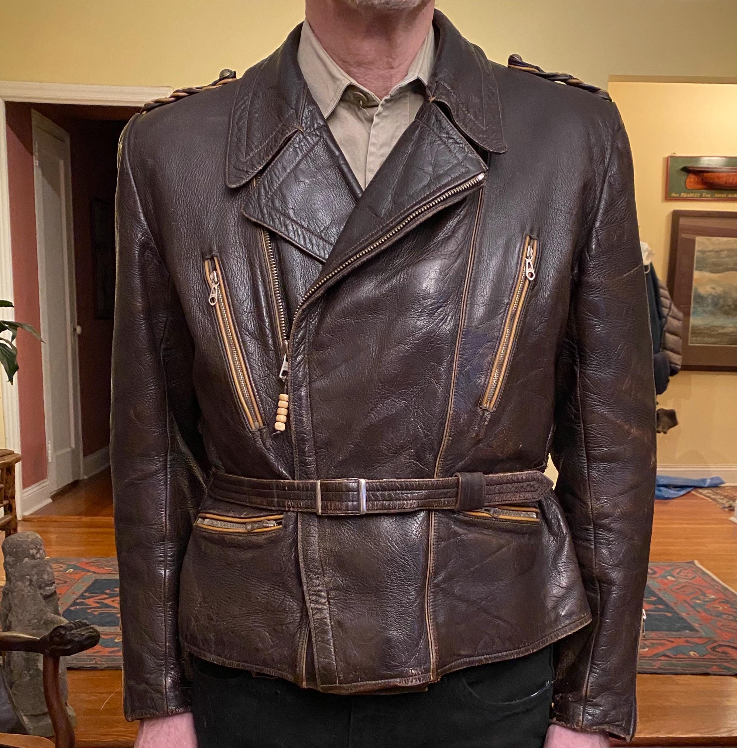 Vintage German Motorcycle Jacket - 1950's - Luftwaffe Style - Etsy
