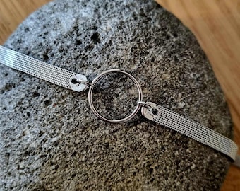 Stainless Steel Mesh O-Ring Choker, Discreet Day Collar