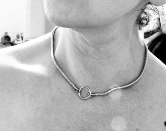 Edelstahl O-Ring Schlangenkette Choker, Grunge Day Collar
