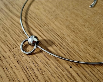 Stainless Steel O-Ring Day Collar: Wire Choker Necklace