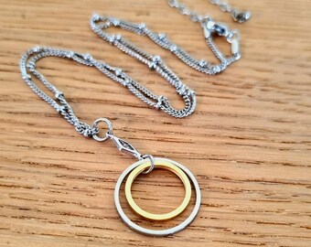 Dainty Stainless Steel Double O-Ring Day Collar Necklace