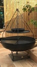 Fire Pit Bowl Brazier Kadai Logburner Wrought Iron BBQ 110cm Indian band cooking pot set