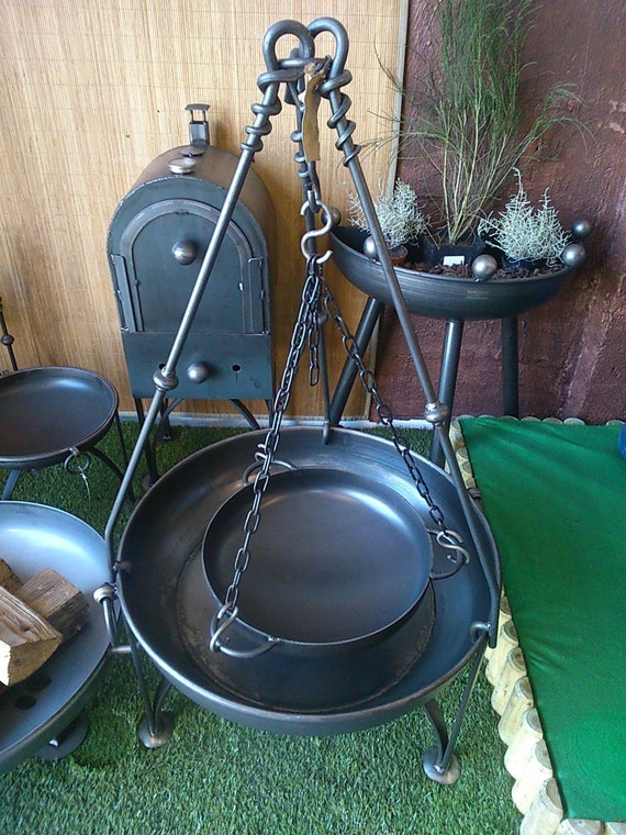 Fire Pit Bowl Brazier Kadai Logburner Wrought Iron BBQ - Etsy Canada