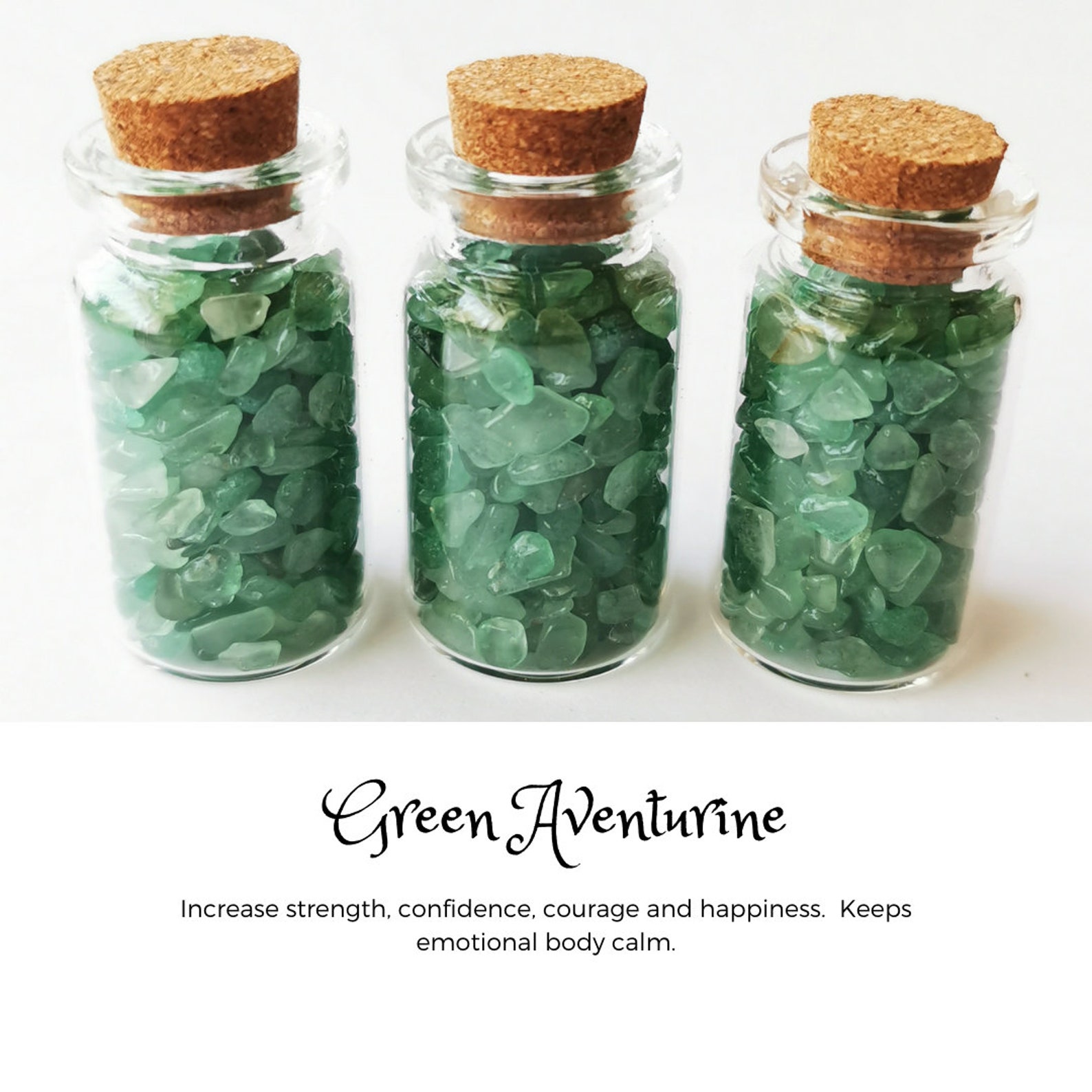 Green Aventurine Crystal chip jar mini crystal bottle Etsy