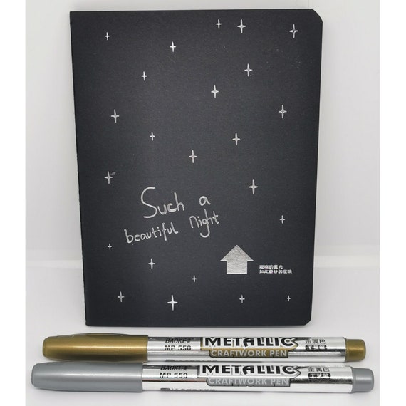 Gold & Silver Metallic Pencils Felt Pens Christmas Gift, Metallic Pen Set,  Sketch Pad Set, Sketch Book, Art Supplies 
