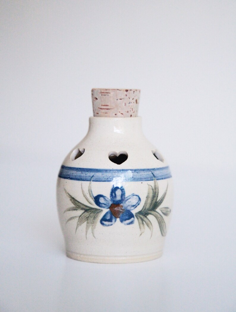 Vintage Ceramic Potpourri Jar With Cork Lid Aroma Therapy Etsy