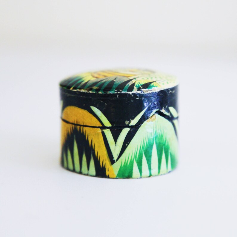 Indian Box Vintage Hand Made Wood Box Cat Box Hand Painted Box Painted Cat