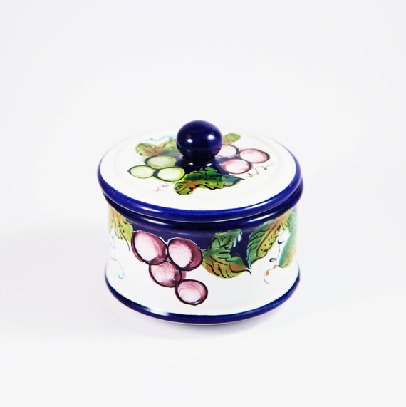 Italian Ceramic Trinket Lidded Dish , Olive Garden