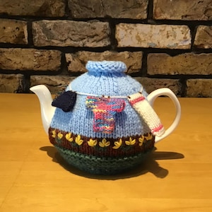 Funda grande para tetera de punto para el día del lavado, funda para tetera de 6 tazas