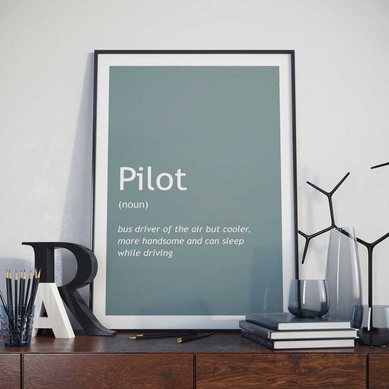 Pilot Funny Dictionary Definition Pilot Definition Print Etsy