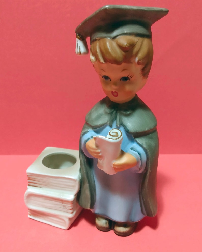 Graduate Boy Ceramic Figurine Candleholder Cake Topper HF Co. Etsy