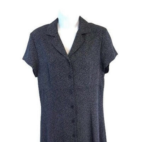 Vintage 90's Casual Corner Annex Short Sleeve Semi Sheer Blue Floral A Line Midi Dress Womens Size 10