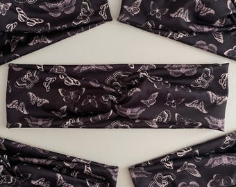Butterfly and Moths Twist Headband: Stretchy No Headache Turban Knotted Sweat Band