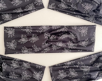 Heart Spider Webs Twist Headband: Stretchy Knotted Turban
