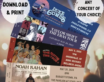 custom printable concert ticket, concert ticket download, customized event ticket, concert ticket downloadable file, print at home ticket