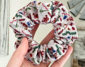 Bug Critter Insect Rib Knit Scrunchie: Soft, No-Bump Ponytail Holder