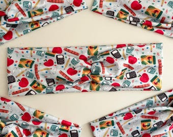 Back to School Supplies Teacher Twist Headband: Stretchy Knotted Turban