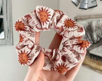Coletero con diseño de sol y luna terrosos, coletero, lazo elástico, ligador para el pelo sin bultos, accesorios para el cabello de larga duración