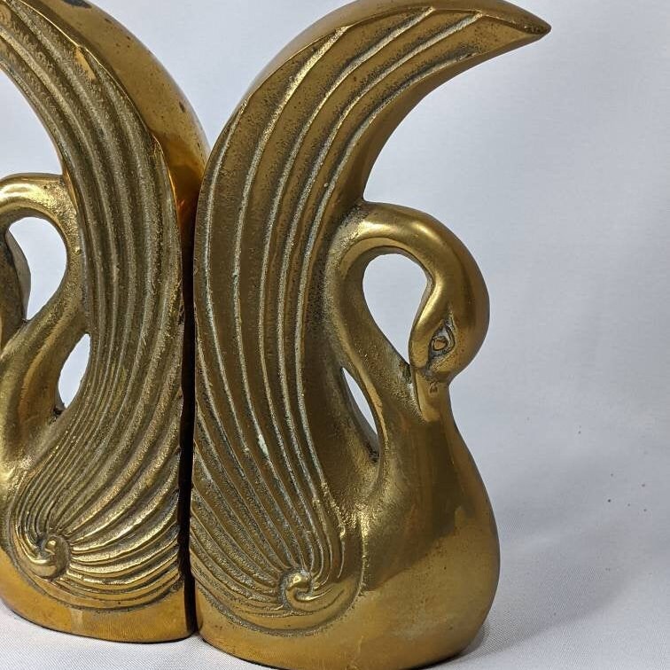 Vintage Brass Swan Bookends Estilo Art Deco Circa 1950s Etsy