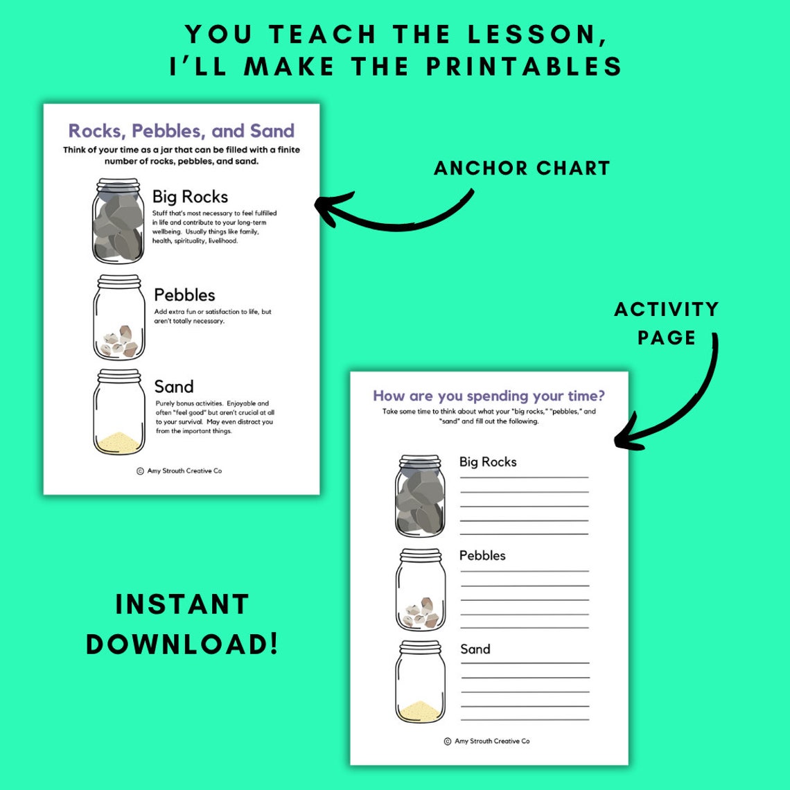 Big Rocks Small Rocks Time Management Overview Statement.pdf Printable Big Rocks Time Management Lesson Priorities Activity - Etsy