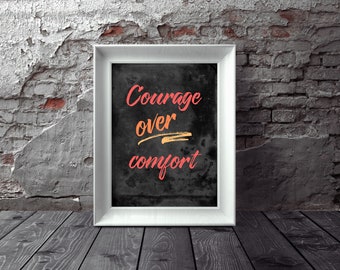 Courage Over Comfort | Fitness Motivation | Brush Font | Fitness Printables | Downloadable