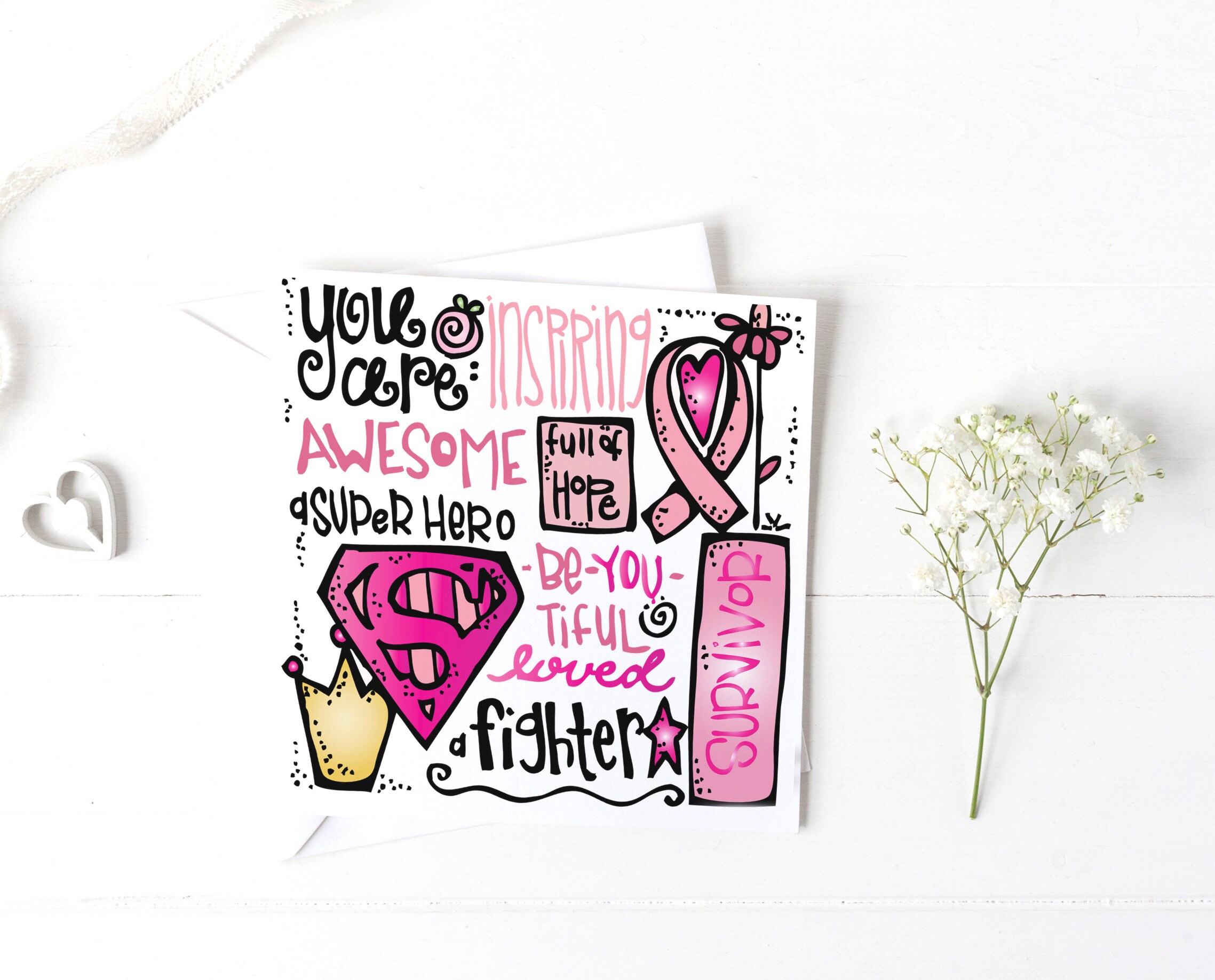 Breast Cancer thinking of you greeting card Etsy