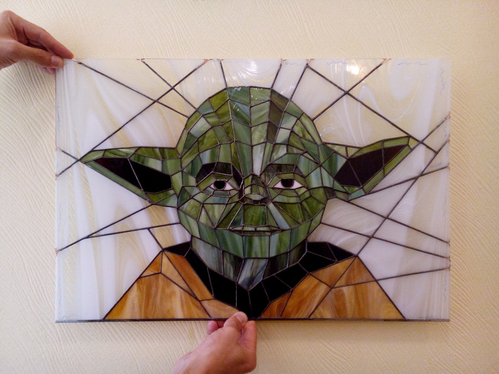 Star Wars Jedi Master Yoda Stained Glass Window Panel Etsy