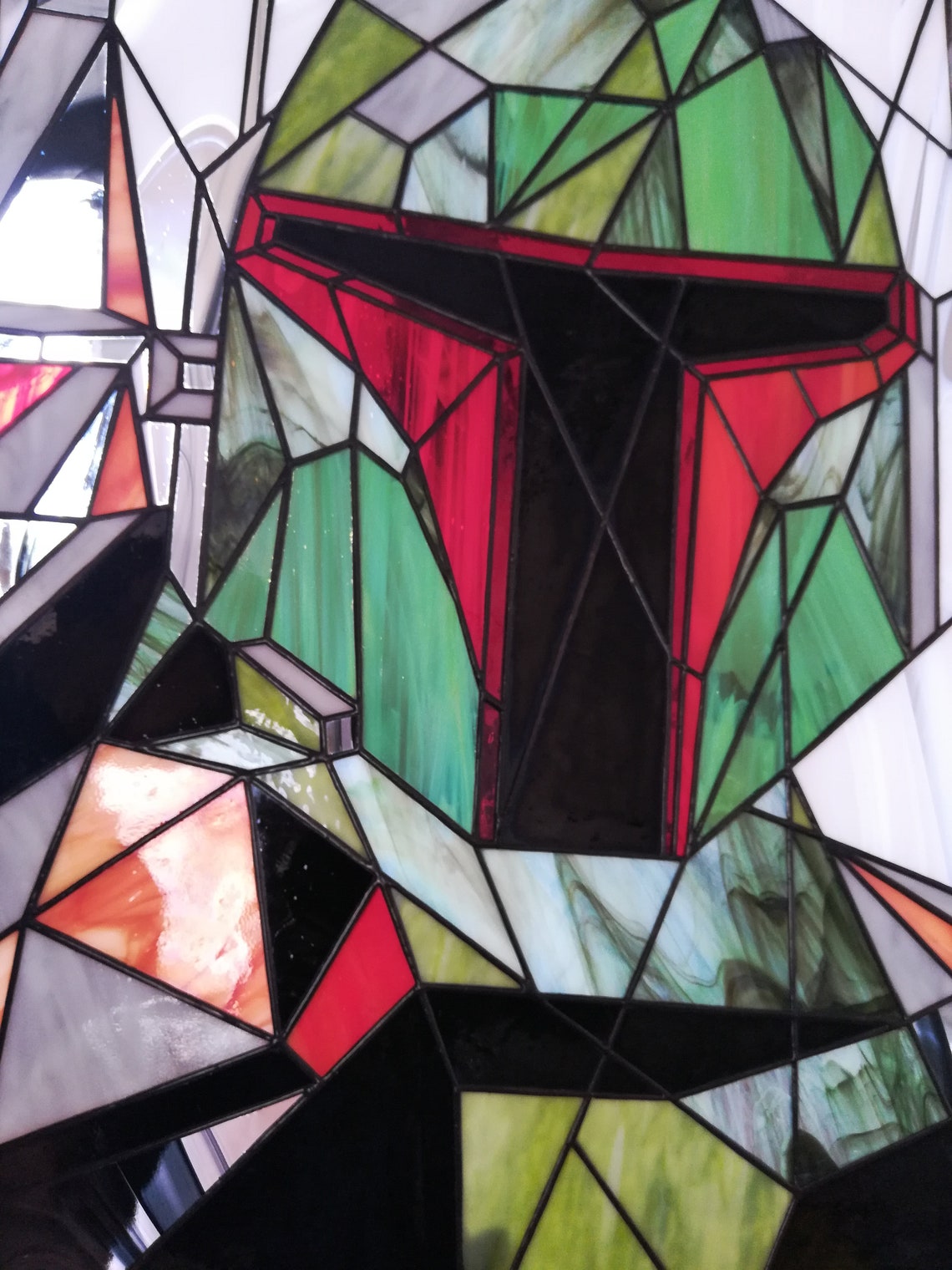 Star Wars Stained Glass Window Panel Boba Fett Suncatcher | Etsy
