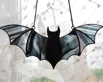 Halloween Window Decoration Black Stained Glass Bat Suncatcher