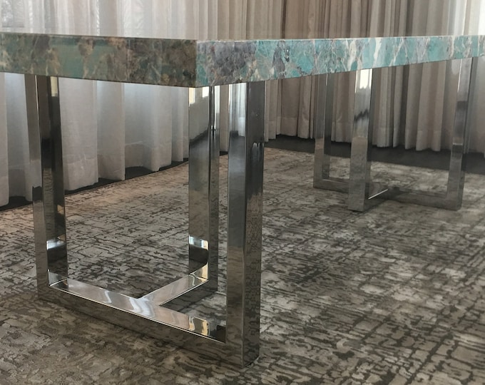 Polished Stainless Steel Metal T-Shaped Table/Desk/Bench Legs - Custom Sizes!