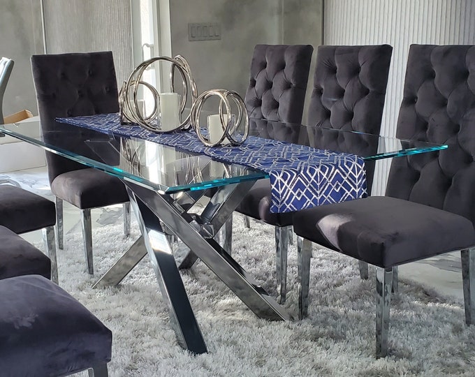 Polished Stainless Criss Cross Style Metal Table Base - Any Size
