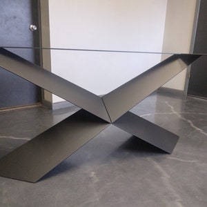 Folded-X Style Metal Table Base - Any Size/Color